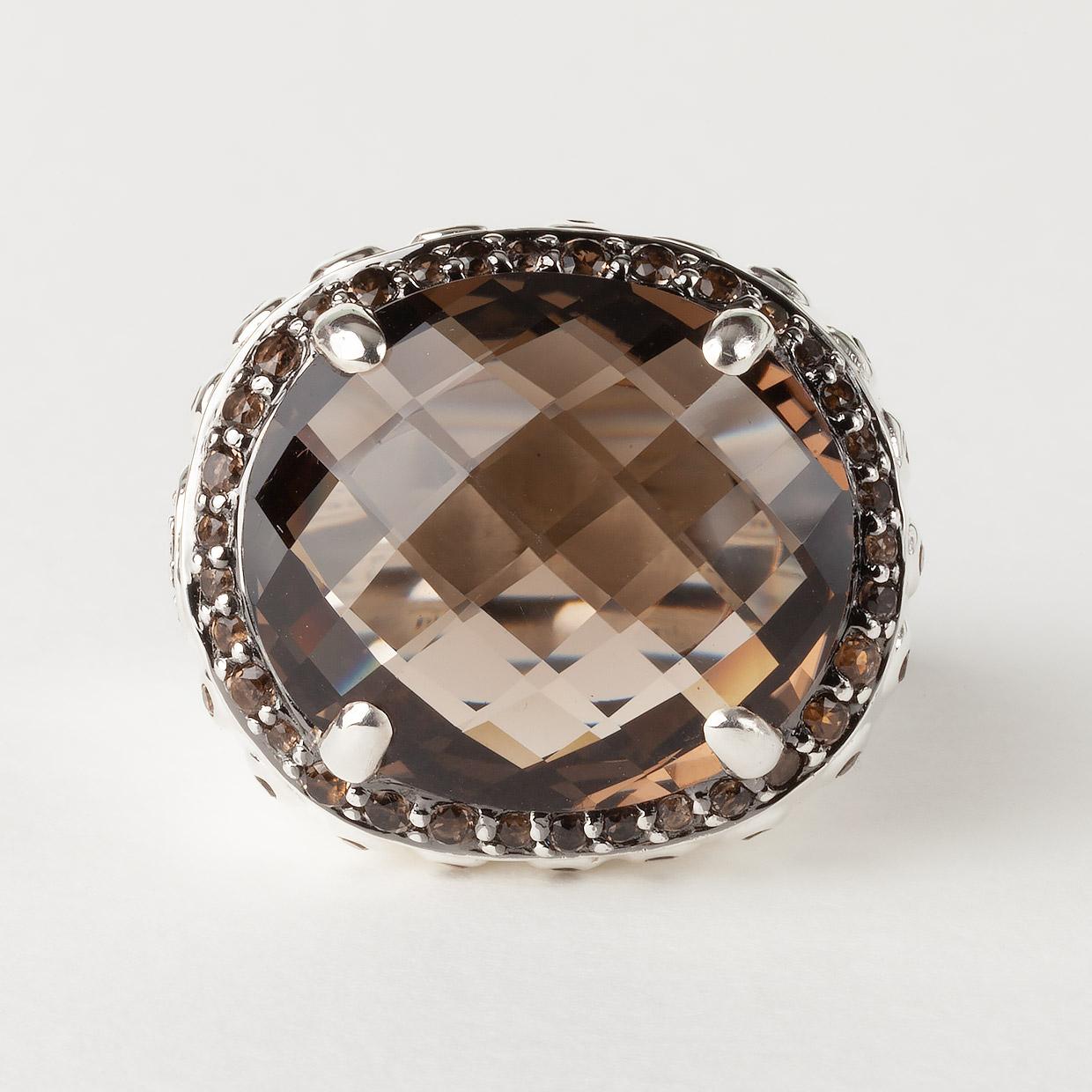 John Hardy Batu Einzigartiger Ring, Sterlingsilber 0,31 Karat, Rauchquarz & Diamant im Zustand „Hervorragend“ in Columbia, MO