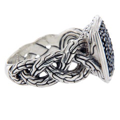 John Hardy Black 925 Sterling Silver Sapphire Classic Chain Ring