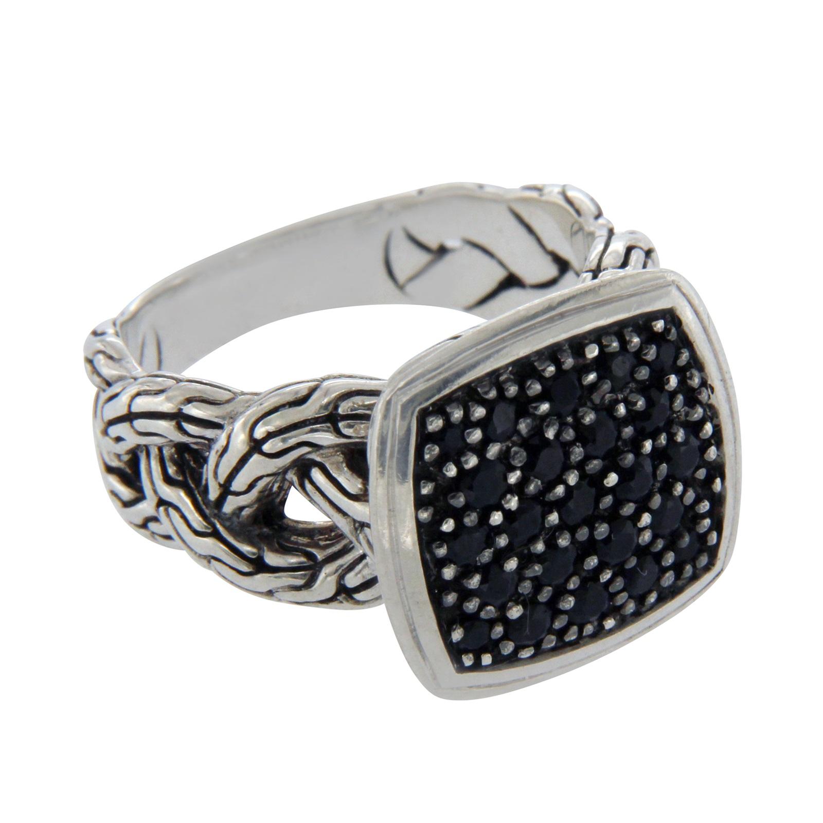 John Hardy Black 925 Sterling Silver Sapphire Classic Chain Ring