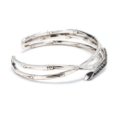 John Hardy Black Sapphire Bamboo Cuff, Sterling Silver, Twisted Bracelet