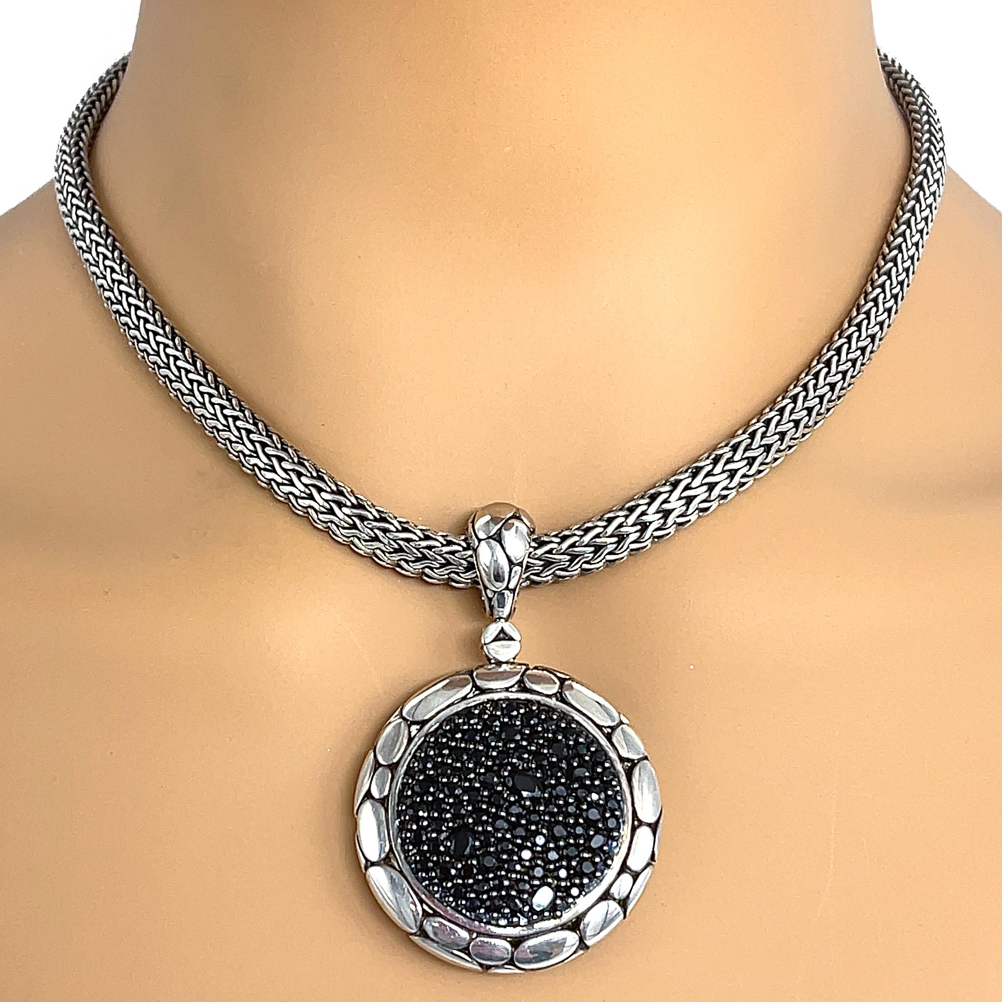 Sterling Silver
Pendant Dimensions: 55MM x 34.5MM
Stone: Treated Black Sapphire
The pendant comes with the John Hardy Icon Chain Necklace in 5mm 
Chain is 16 inches in length