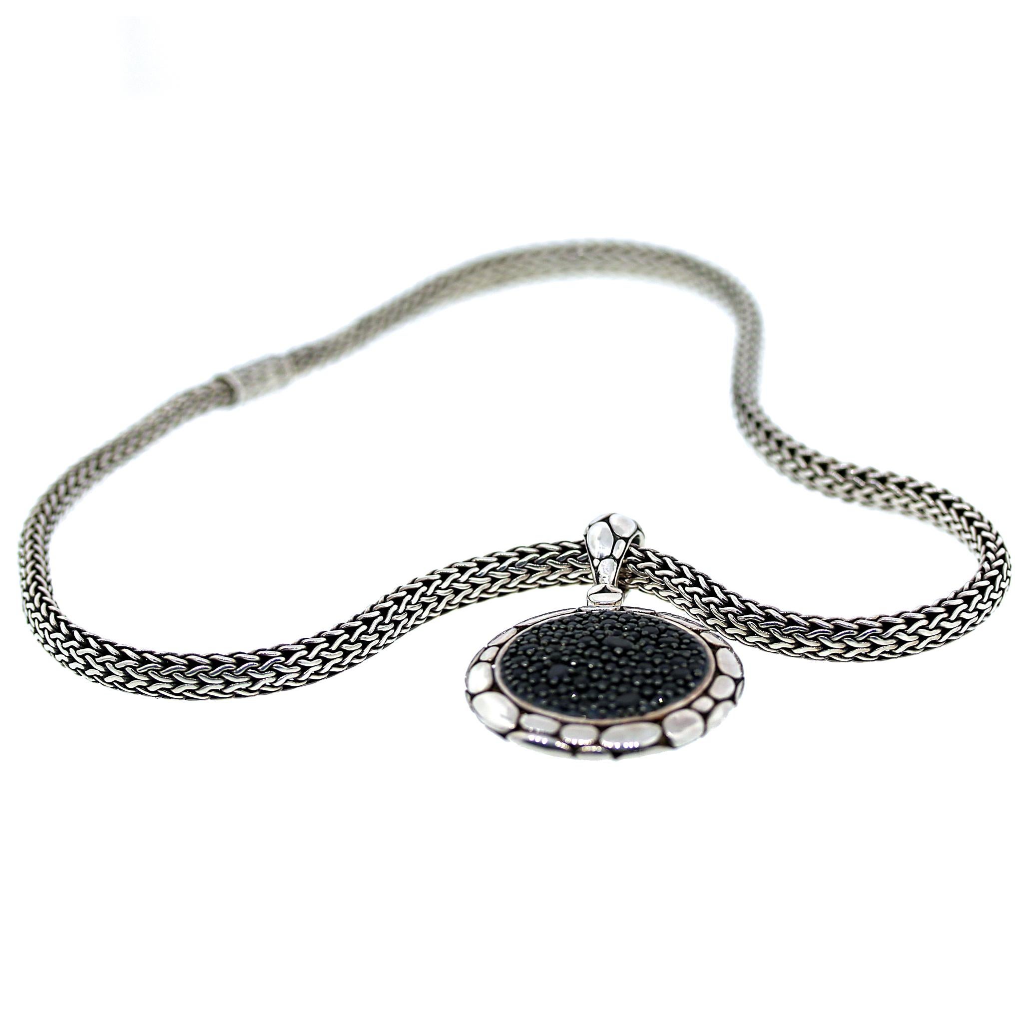 Women's John Hardy Black Sapphire Kali Circle Pendant Necklace For Sale