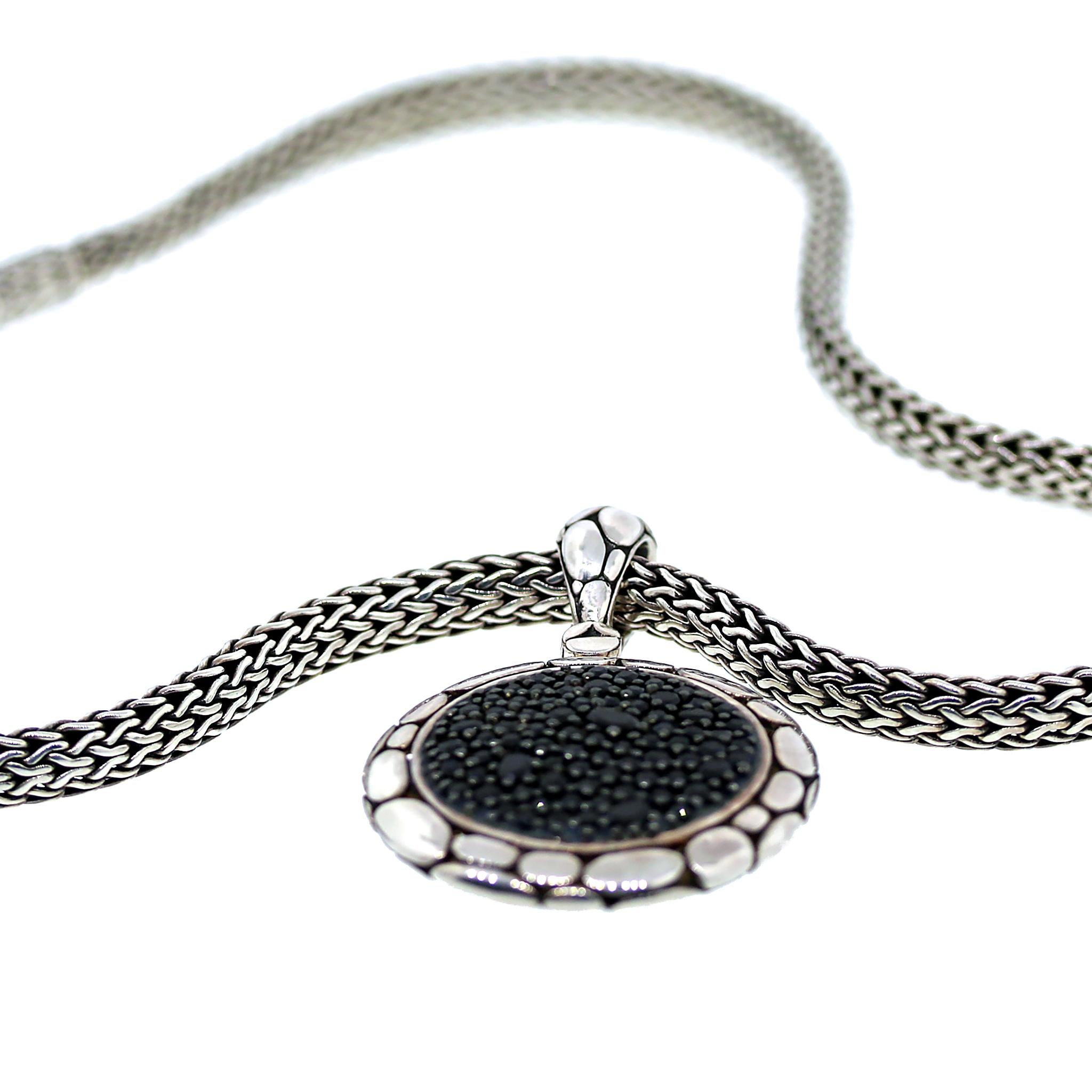 John Hardy Black Sapphire Kali Circle Pendant Necklace For Sale 1