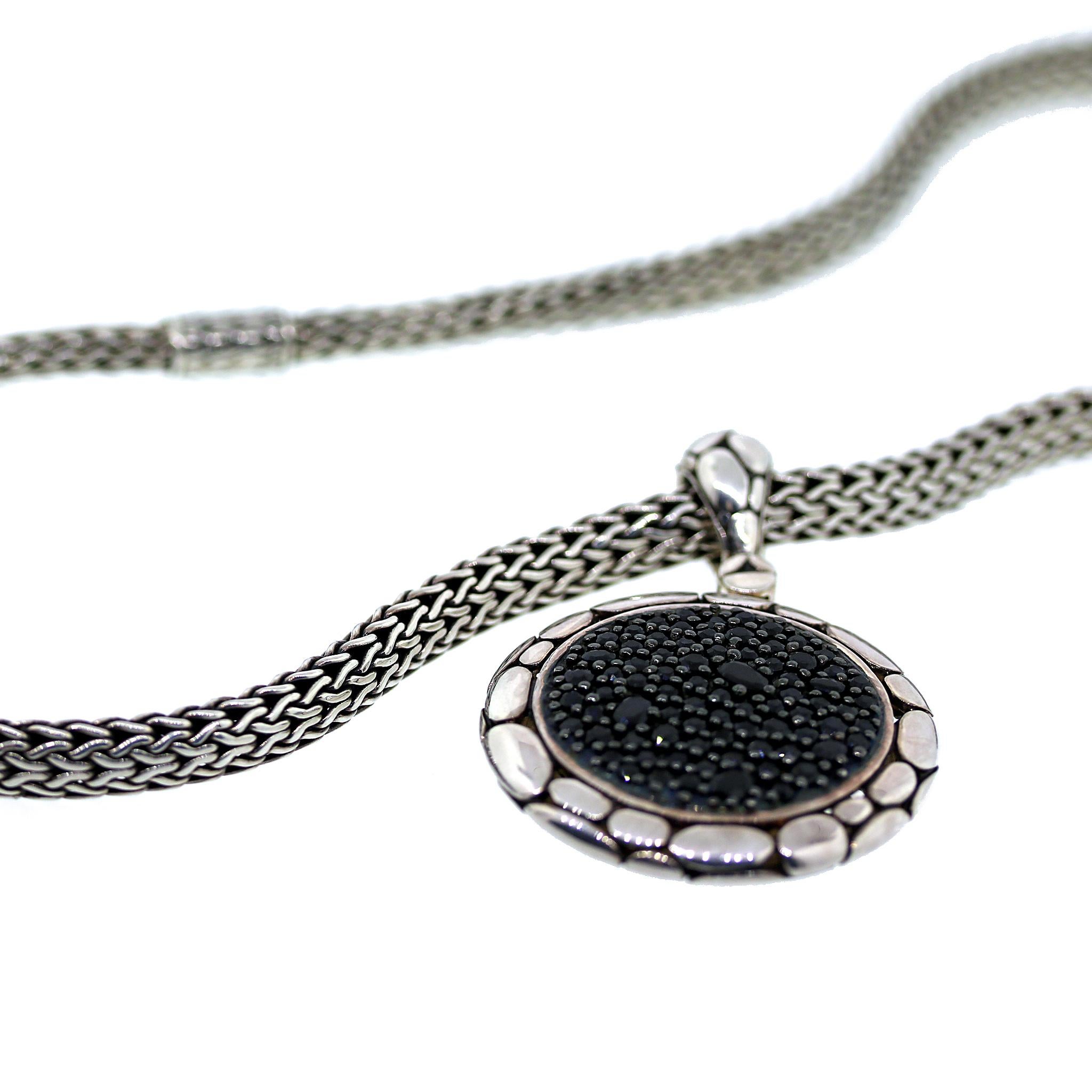 John Hardy Black Sapphire Kali Circle Pendant Necklace For Sale 2