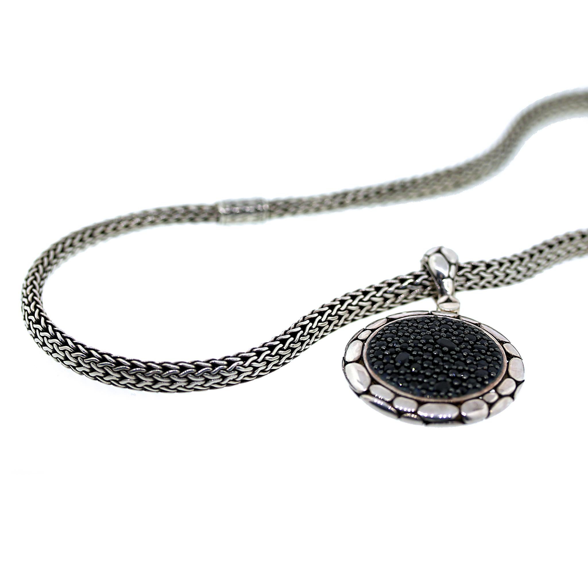 John Hardy Black Sapphire Kali Circle Pendant Necklace For Sale 3