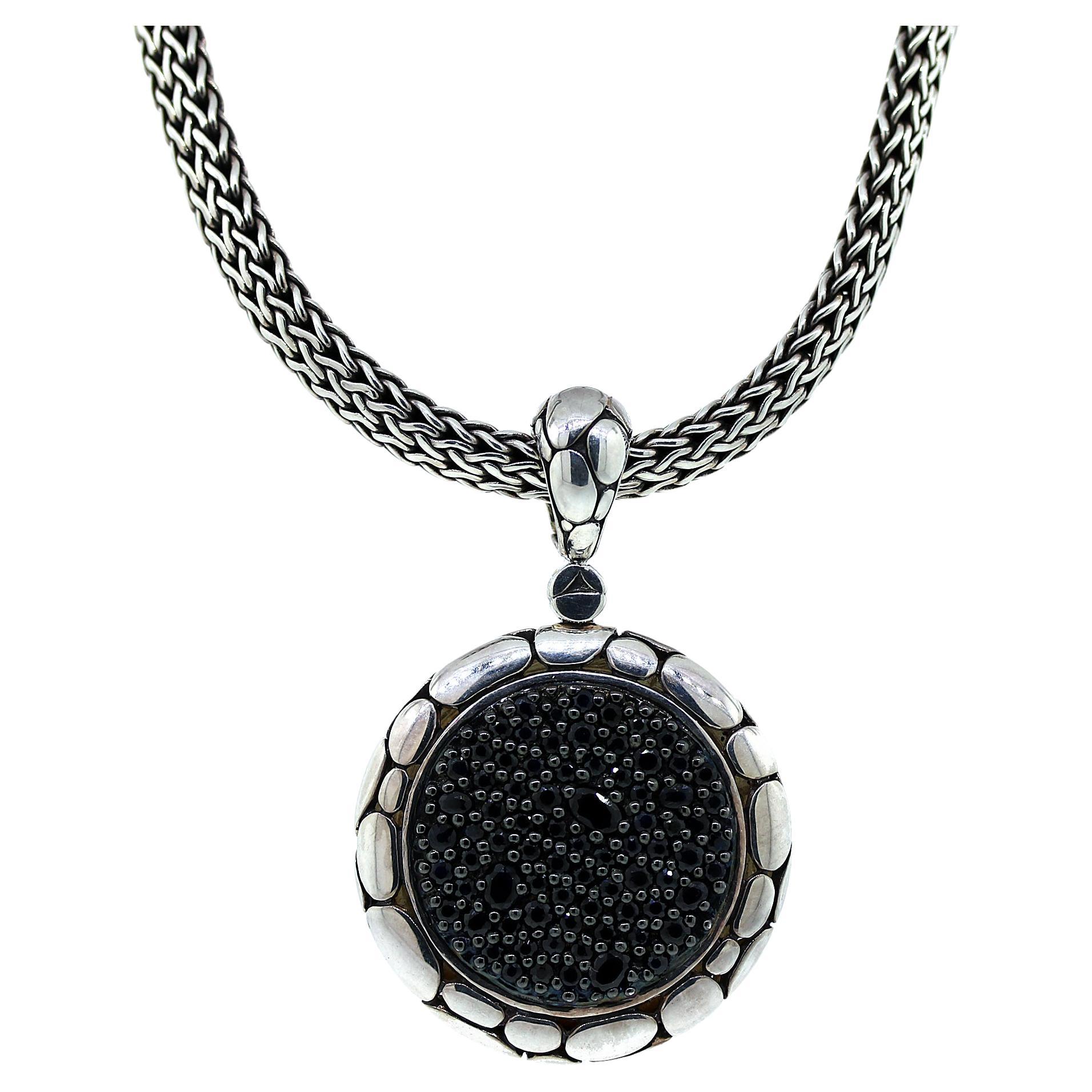 John Hardy Black Sapphire Kali Circle Pendant Necklace For Sale