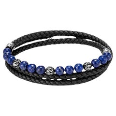 John Hardy Bracelet portefeuille en cuir bleu perlé - LIQUIDATION