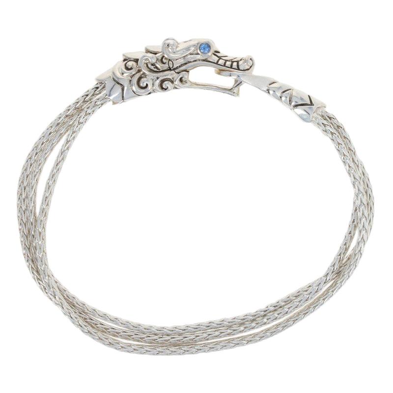 John Hardy Blue Sapphire Legends Naga Multi-Row Bracelet Sterling Chain