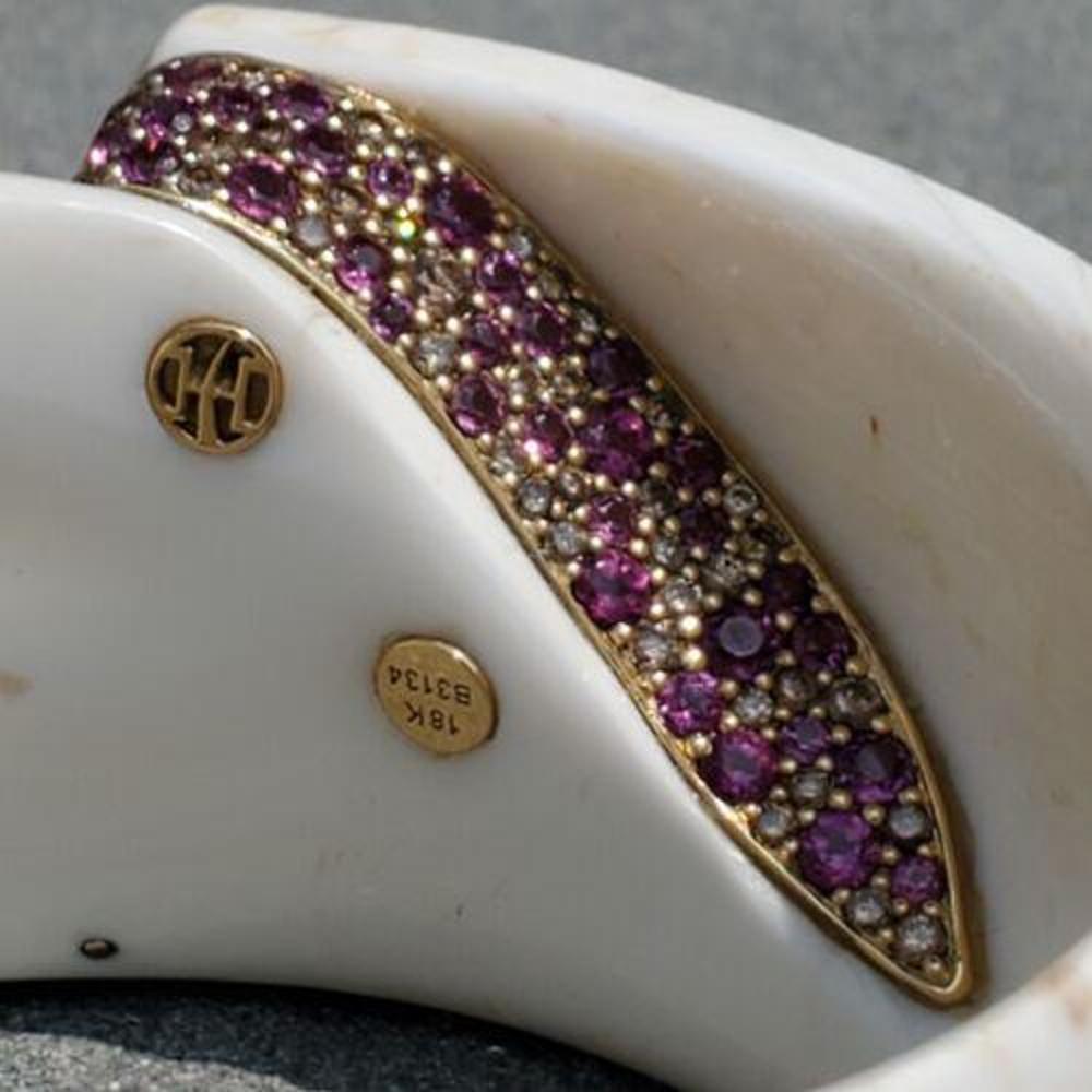 John Hardy Pulsera Brazalete Concha Cinta Oro 18k Diamante Zafiro Guy Bedarida en venta 6