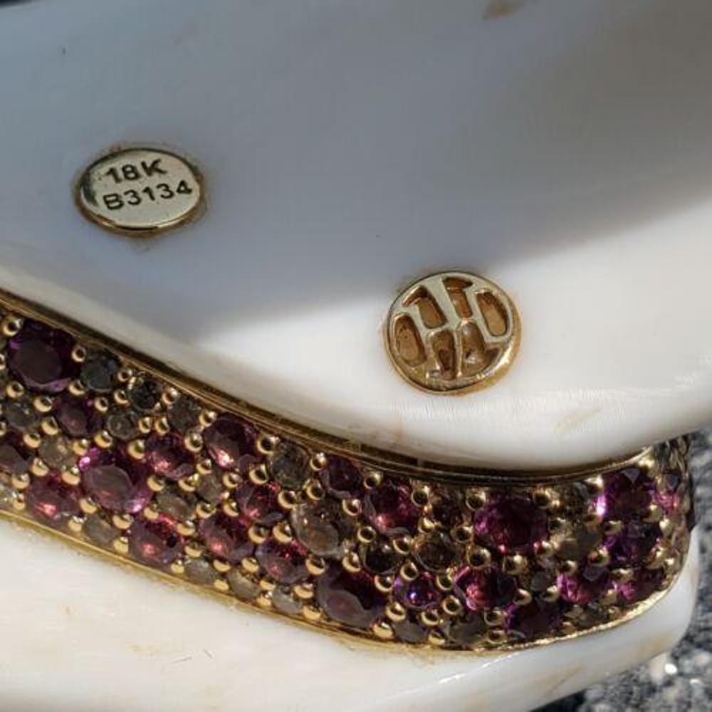 John Hardy Pulsera Brazalete Concha Cinta Oro 18k Diamante Zafiro Guy Bedarida en Excelente estado para la venta en Northbrook, IL