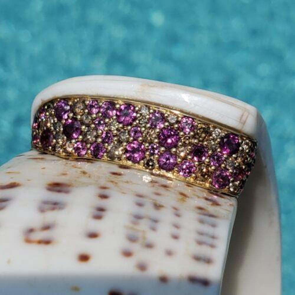 John Hardy Pulsera Brazalete Concha Cinta Oro 18k Diamante Zafiro Guy Bedarida en venta 4