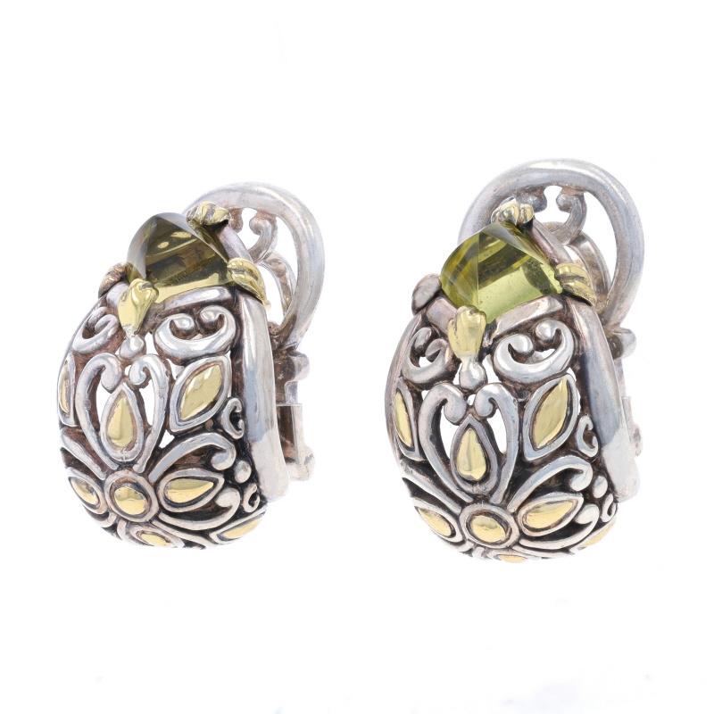 Mixed Cut John Hardy Buddha Belly Peridot Earrings - Sterling 925 Yellow Gold 18k Pierced For Sale