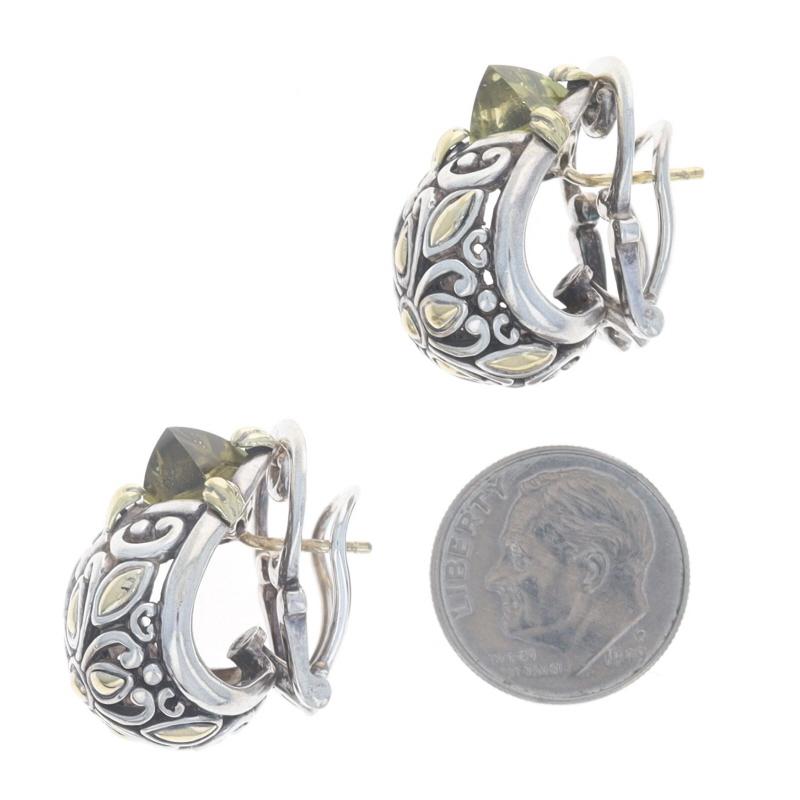 John Hardy Buddha Belly Peridot Earrings - Sterling 925 Yellow Gold 18k Pierced In Excellent Condition For Sale In Greensboro, NC