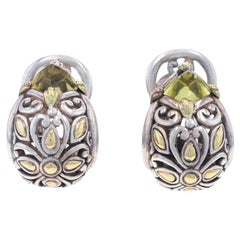 John Hardy Buddha Belly Peridot Earrings - Sterling 925 Yellow Gold 18k Pierced