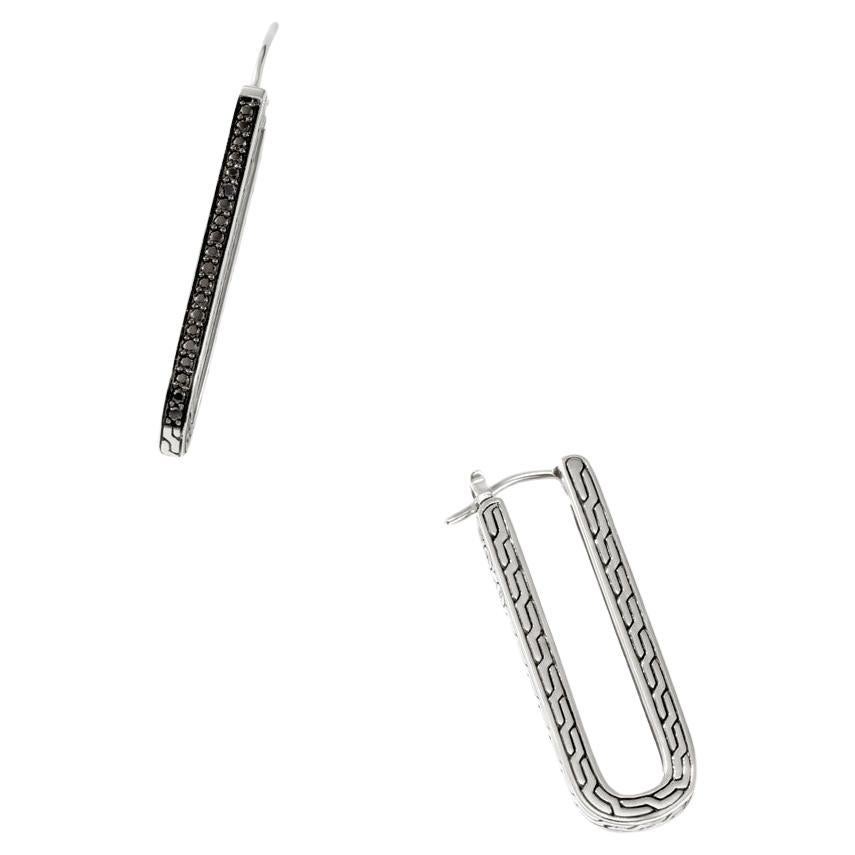 John Hardy Carved Chain Hoop Earrings EBS9008234BLS
