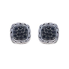 John Hardy geschnitzte Saphir-Cluster-Ohrstecker mit Kette - Sterling 925 durchbohrt