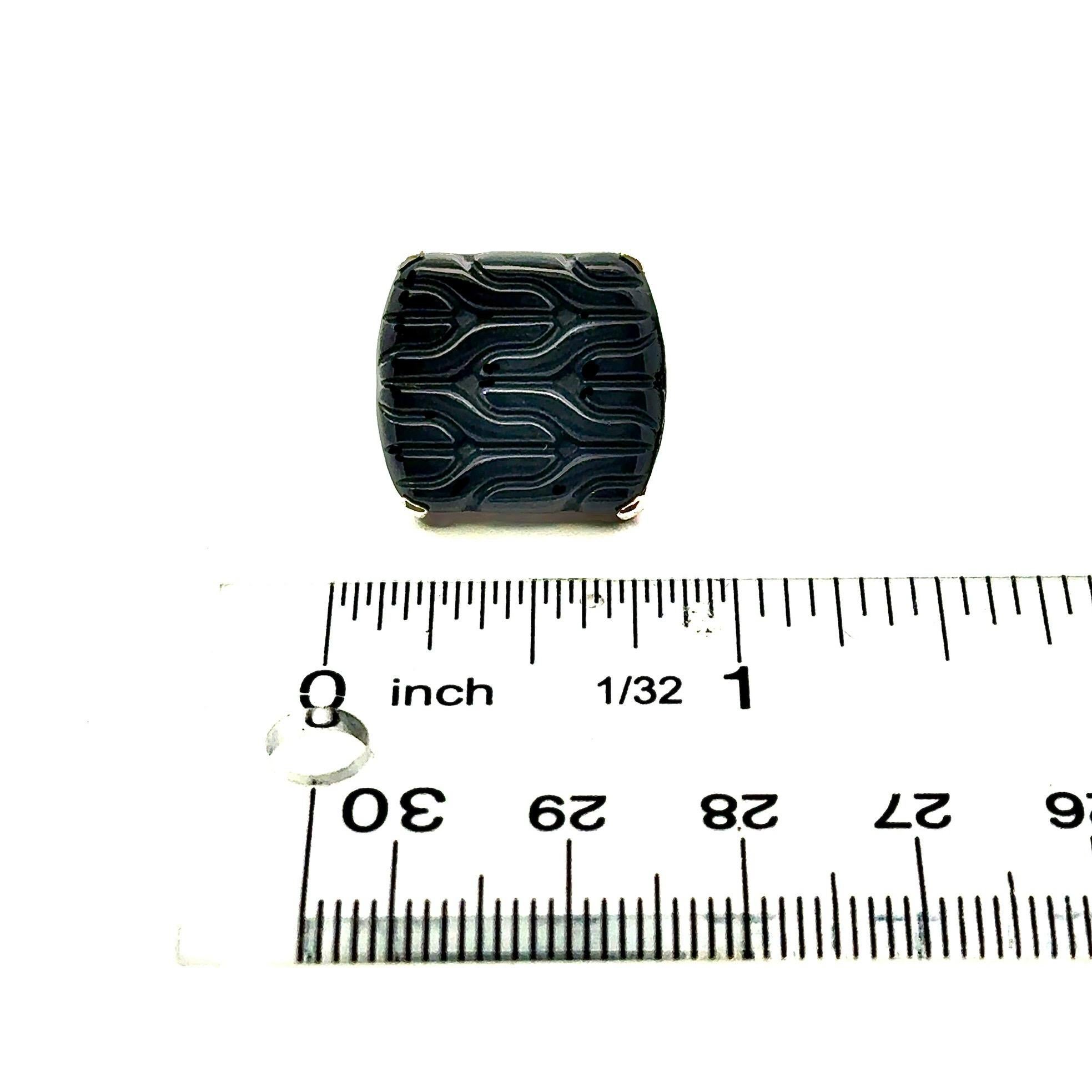 John Hardy Onyx Manschettenknöpfe Sterling Silver Estate geschnitzt im Angebot 8