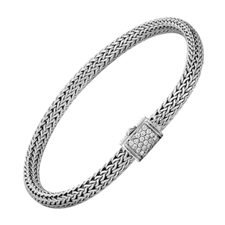 John Hardy Twisted Chain Bracelet with Diamonds BBP996972DIXM For Sale