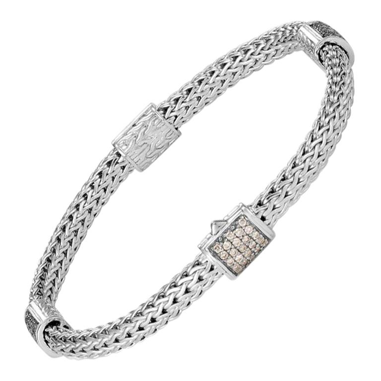 John Hardy Kette Vier-Station-Armband mit Champagner-Diamanten BBP9694DICHXM