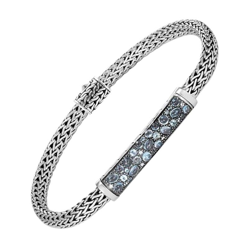 John Hardy Women's Silver Bracelet with Blue Topaz, BBS902364MBTBZXM