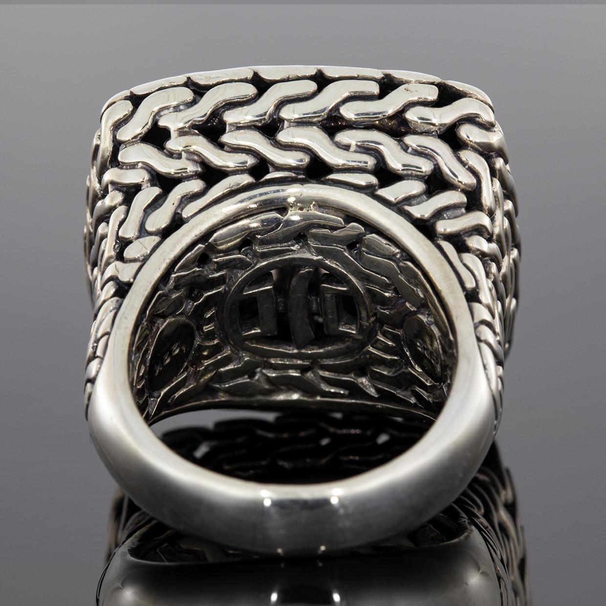 John Hardy Chain Sterling Silver Statement Ring In Excellent Condition In Columbia, MO