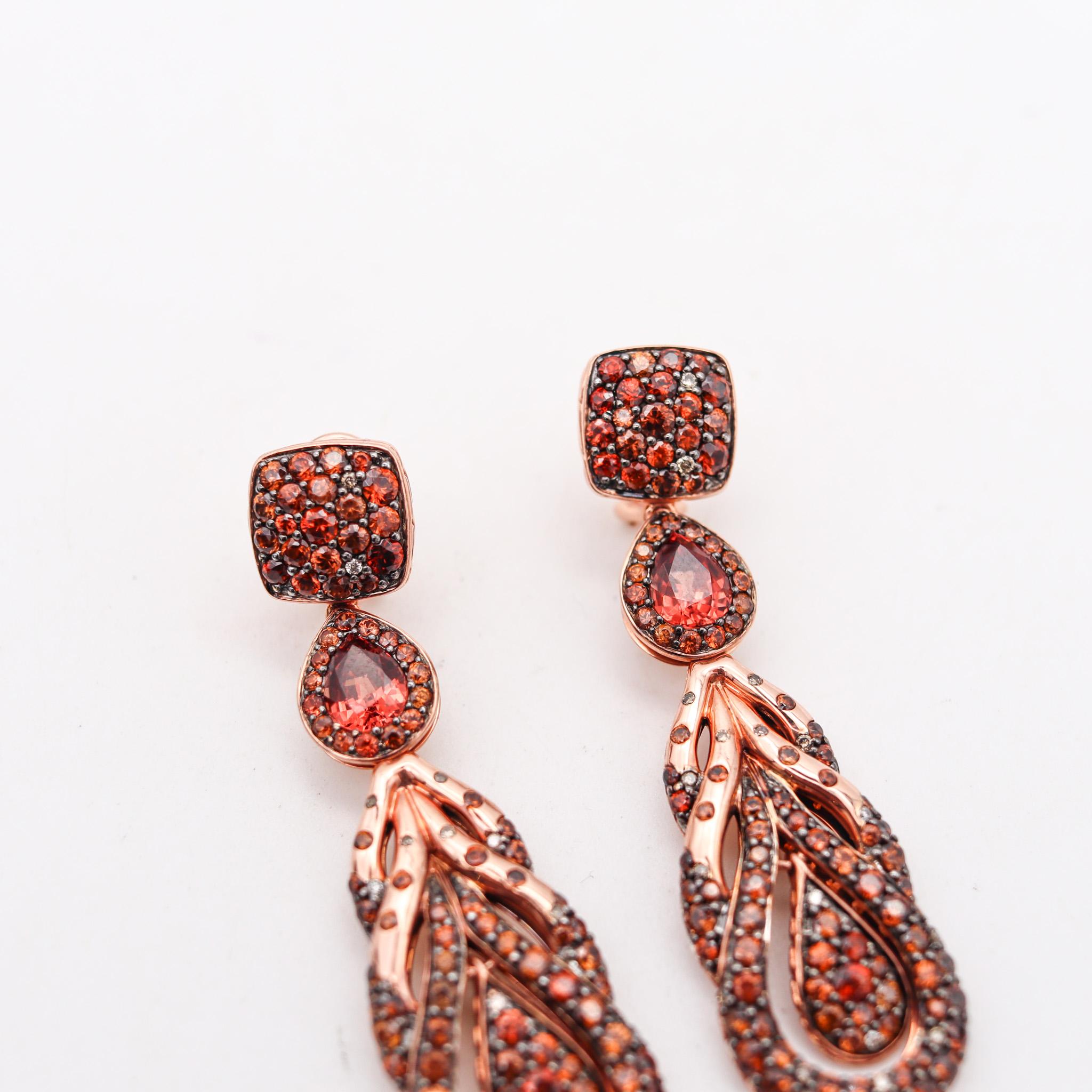 Pear Cut John Hardy Cinta Dangle Earrings In 18Kt Gold With Spinel Zircon And Diamonds For Sale