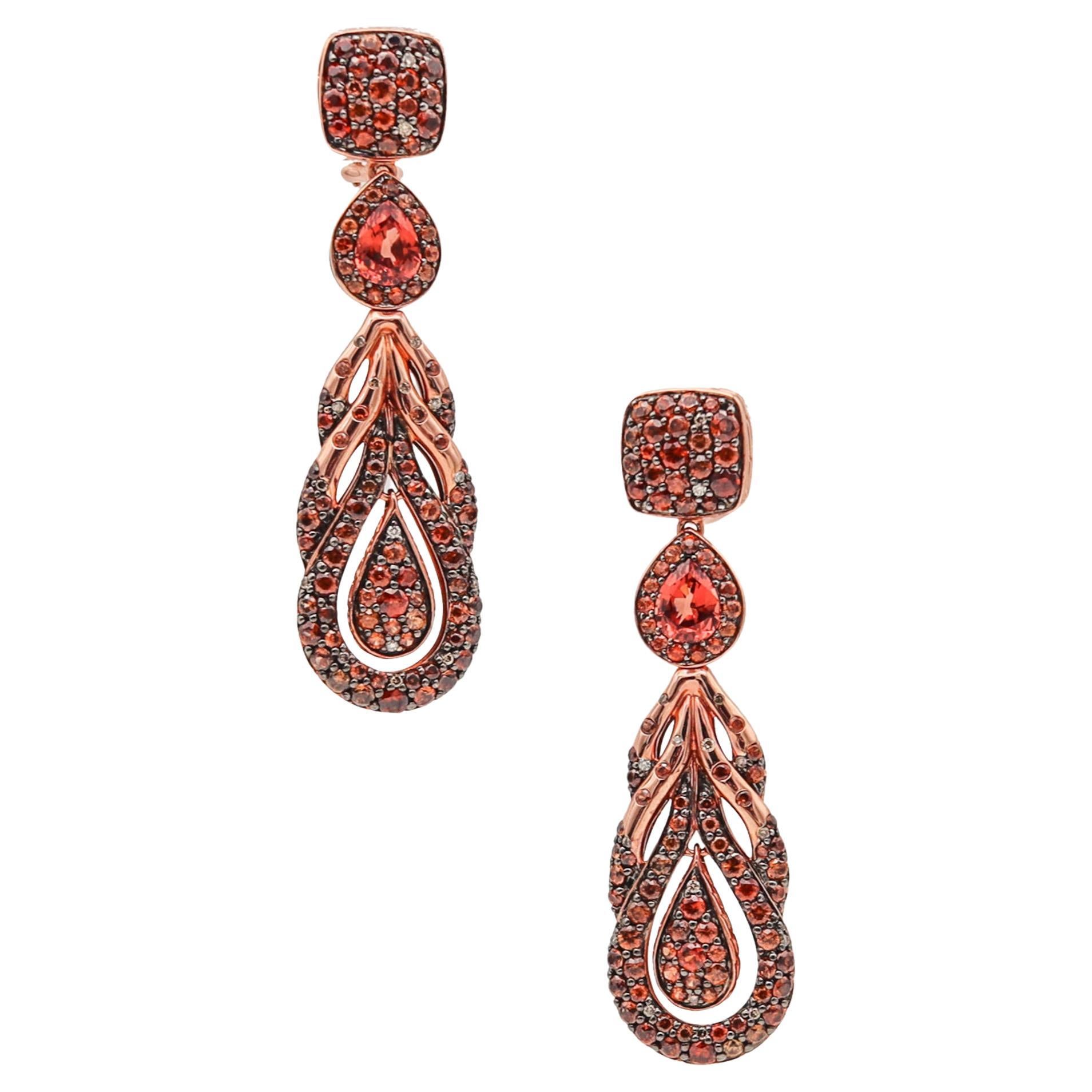 John Hardy Cinta Dangle Earrings In 18Kt Gold With Spinel Zircon And Diamonds For Sale