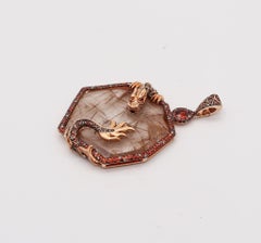 John Hardy Cinta Dragon Pendant In 18Kt Gold With Sapphires Quartz And Diamonds