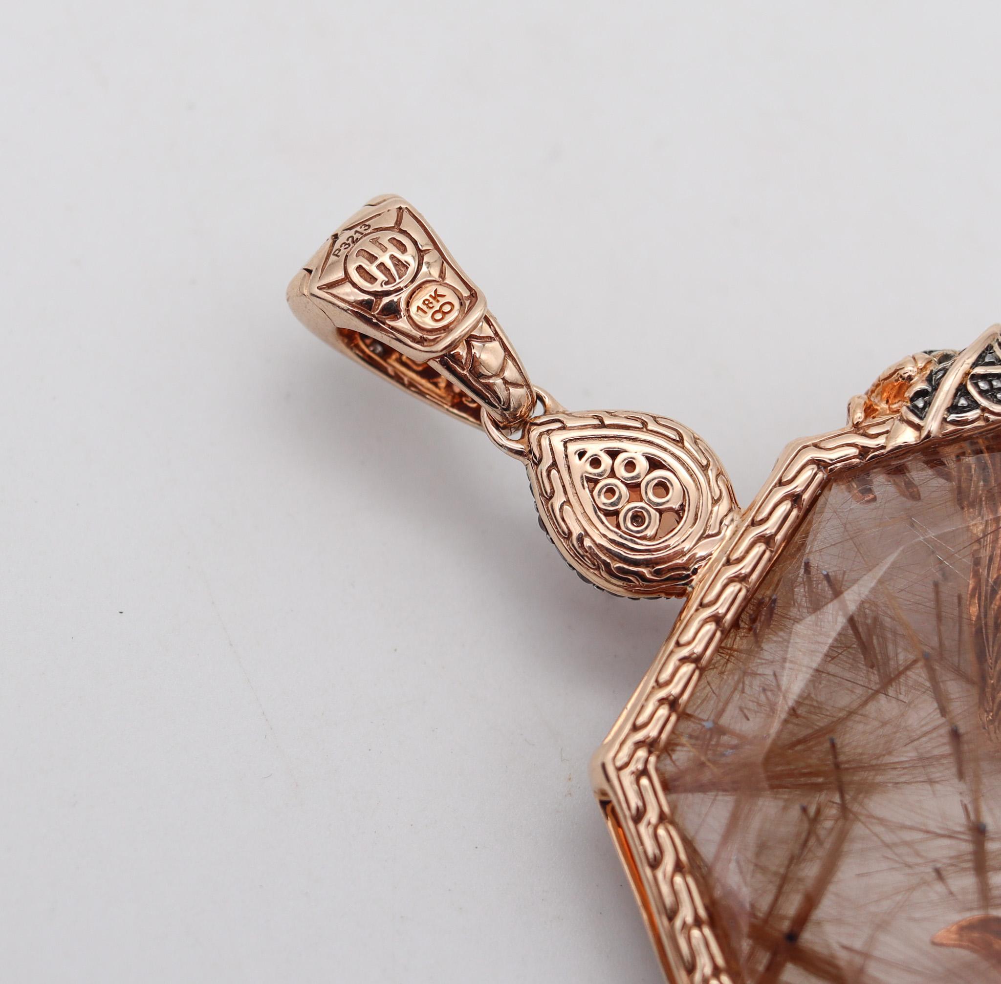 Women's or Men's John Hardy Cinta Dragon Pendant In 18Kt Gold With Sapphires Quartz And Diamonds