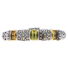 John Hardy Citrine Three-Stone Station Bracelet 6 1/4" - Sterling 925 & Gold 18k