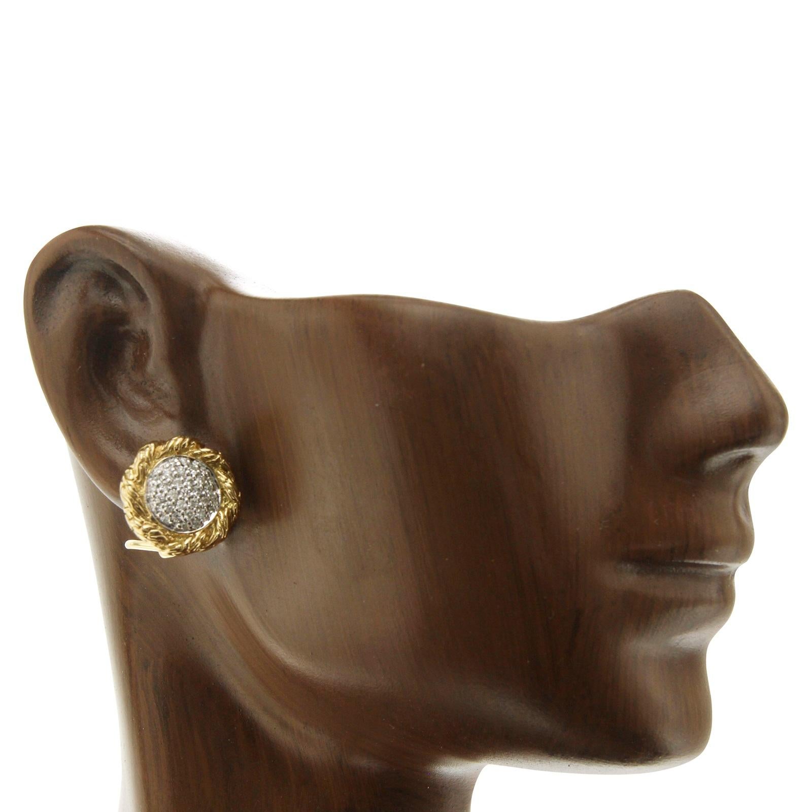 Women's John Hardy Classic Chain 18 Karat Yellow Gold Diamond Stud Earrings