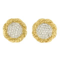 John Hardy Classic Chain 18 Karat Yellow Gold Diamond Stud Earrings