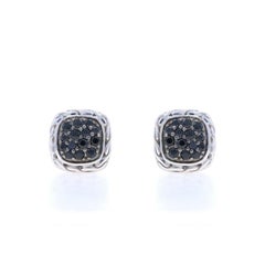 John Hardy Classic Chain Black Sapphire Cluster Stud Earrings SterlingSilver 925