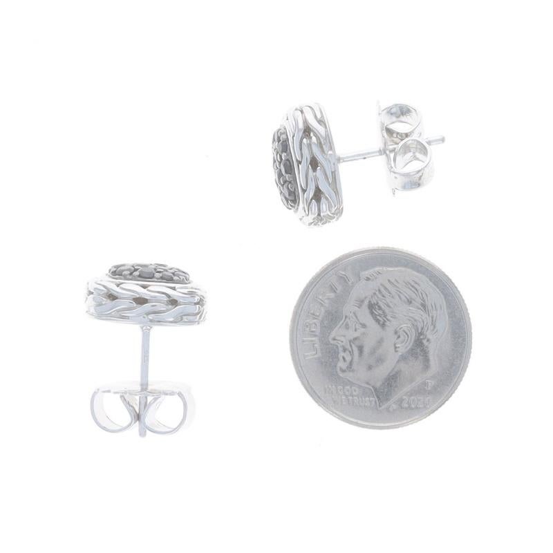Round Cut John Hardy Classic Chain Black Sapphire Cluster Stud Earrings SterlingSilver 925 For Sale