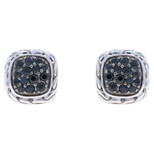 John Hardy Classic Chain Black Sapphire Cluster Stud Earrings SterlingSilver 925