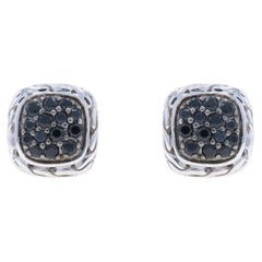 John Hardy Classic Chain Black Sapphire Cluster Stud Earrings SterlingSilver 925