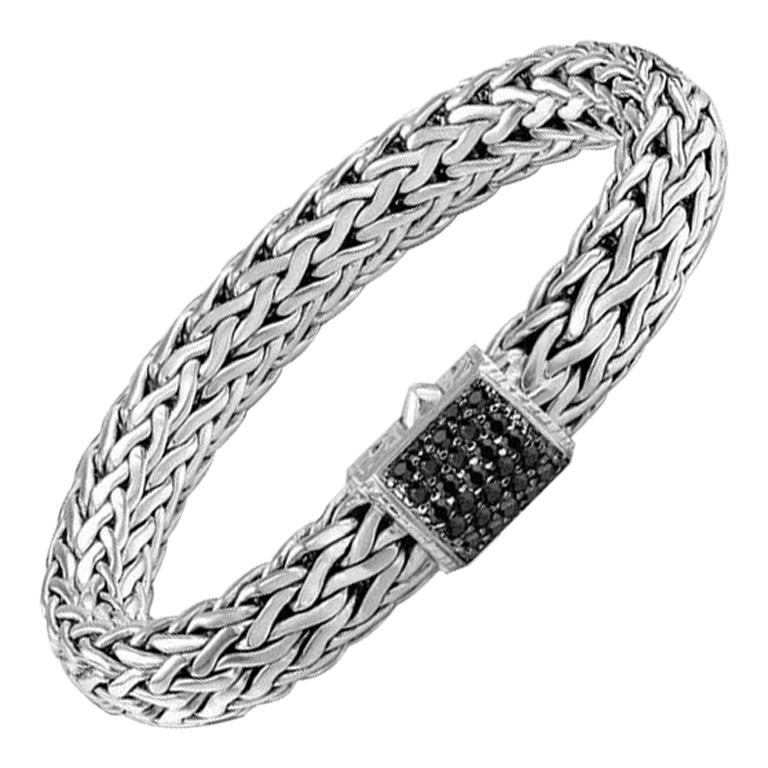 John Hardy Bracelet classique en chaîne avec saphir noir BBS94052BLSXUL