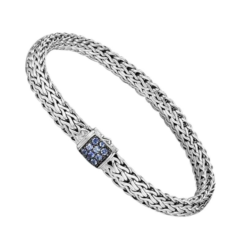 John Hardy Classic Chain Bracelet with Blue Sapphire BBS9042BSPXL For Sale