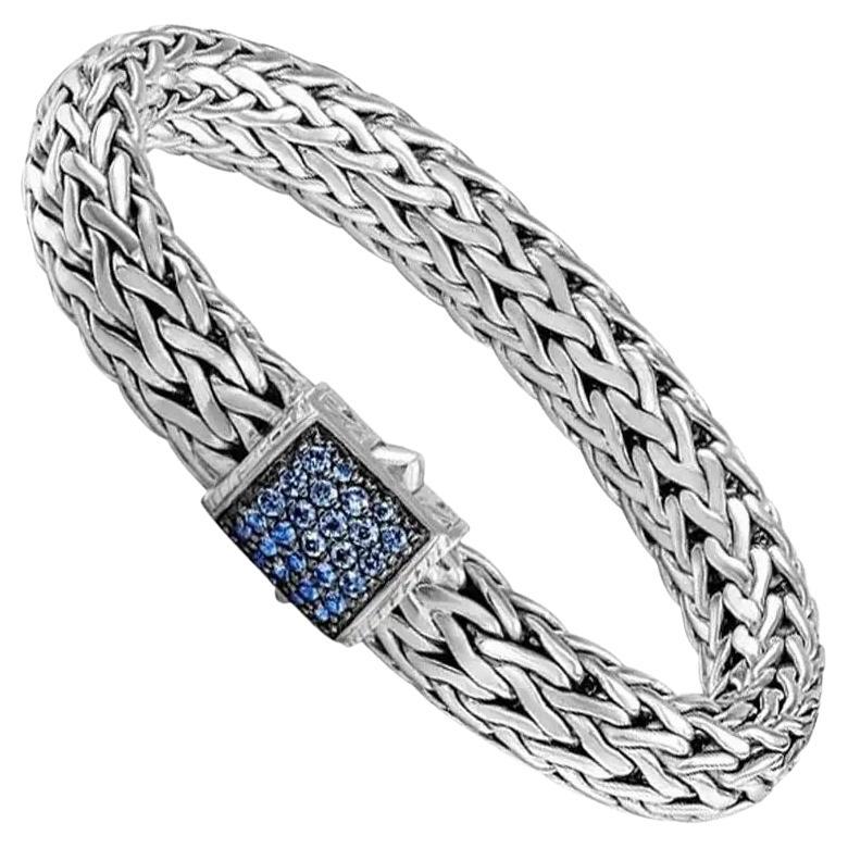 John Hardy Classic Chain Bracelet with Blue Sapphire BBS94052BSPXUL For Sale