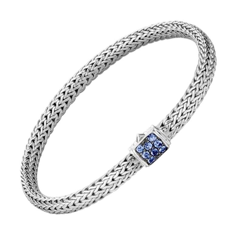John Hardy Classic Chain Bracelet with Blue Sapphire BBS96002BSPXL For Sale