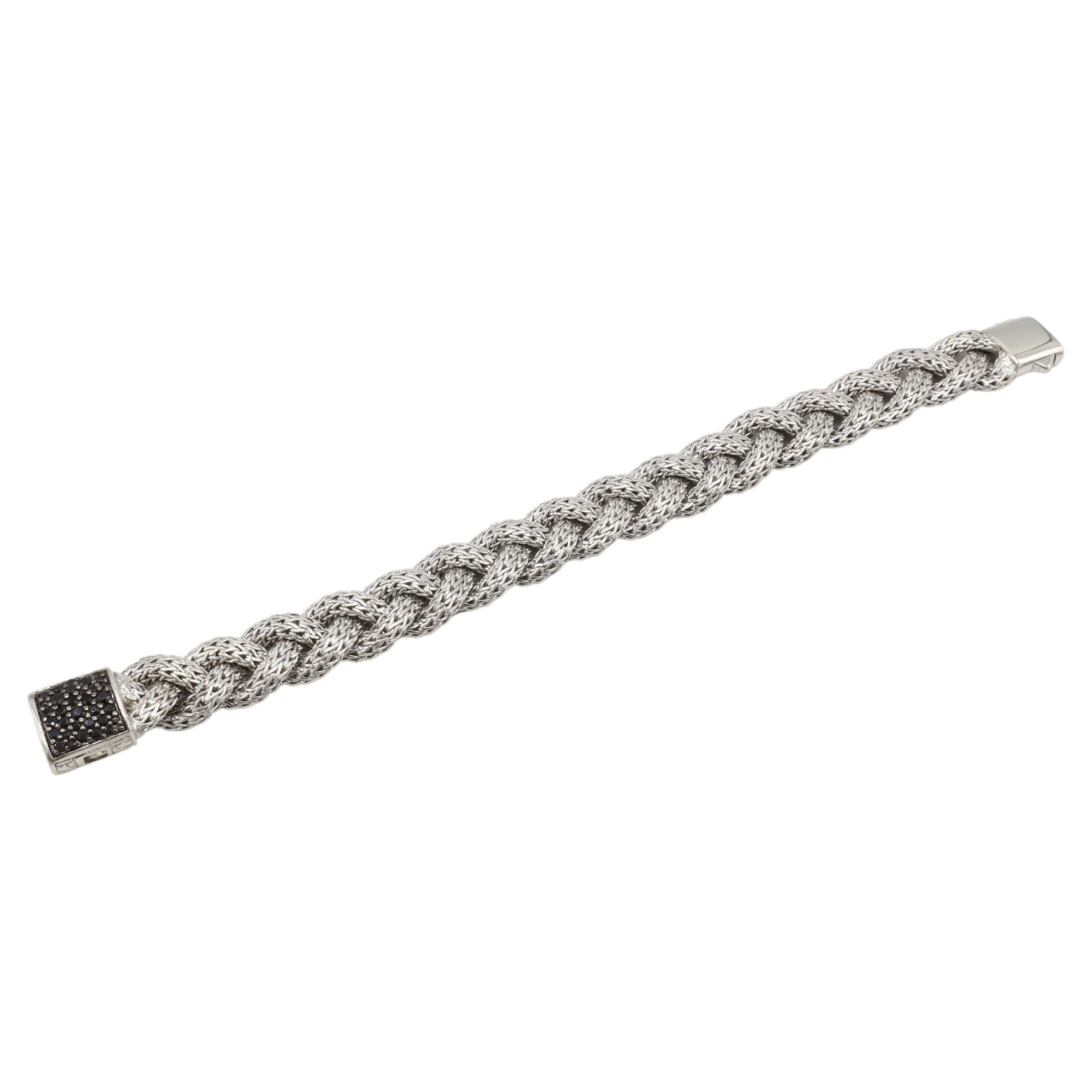 Modern John Hardy Classic Chain Braided Woven Black Sapphire Bracelet