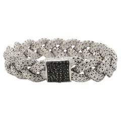 John Hardy Classic Chain Braided Woven Black Sapphire Bracelet