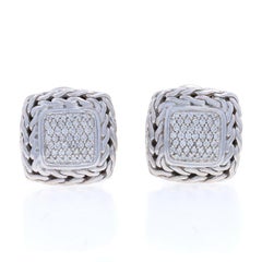John Hardy Orecchini con diamanti a catena Sterling925 Oro giallo 18k .53ctw