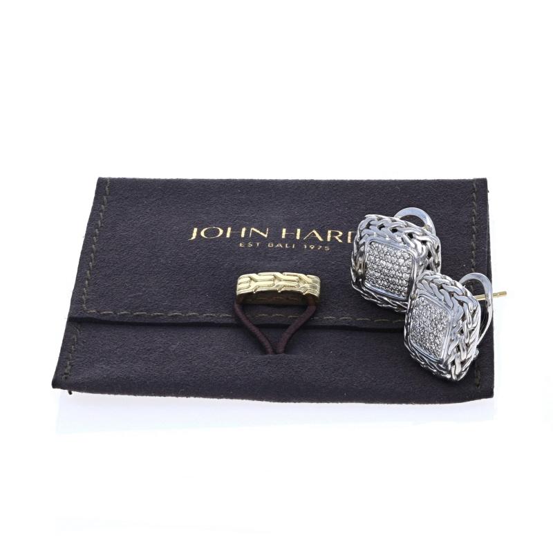 John Hardy Classic Chain Diamond Stud Earrings Sterling925 YellowGold 18k .53ctw For Sale 2