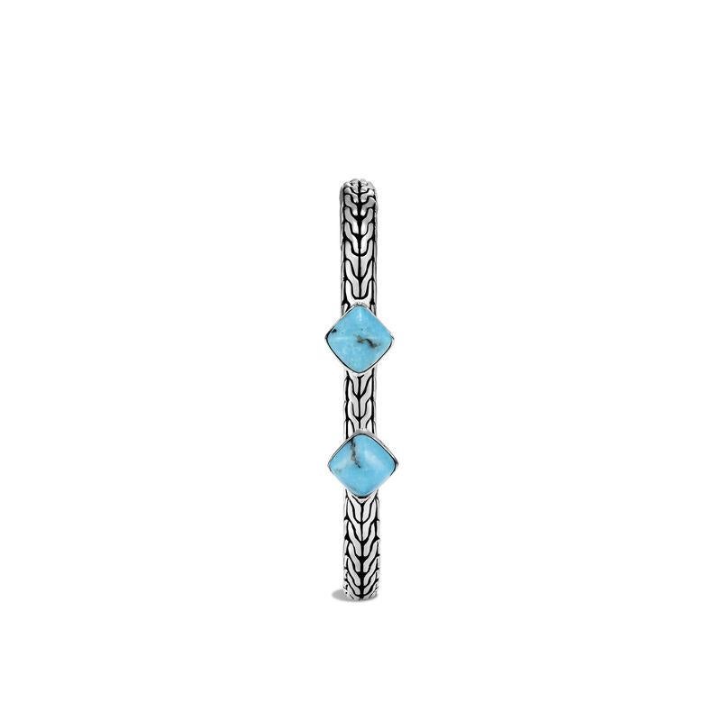 Women's or Men's John Hardy Classic Chain Flex Cuff in Silver with Turquoise CBS906421TQXS-M