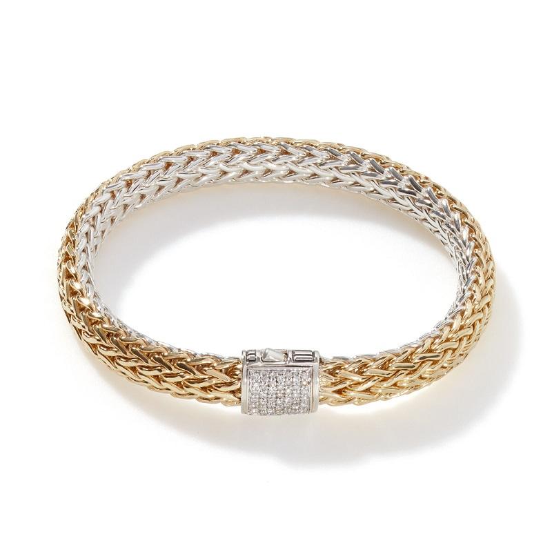 John Hardy Bracciale classico a catena reversibile in oro e argento BZP90402RVDIXUM In condizioni Nuovo in vendita a Wilmington, DE