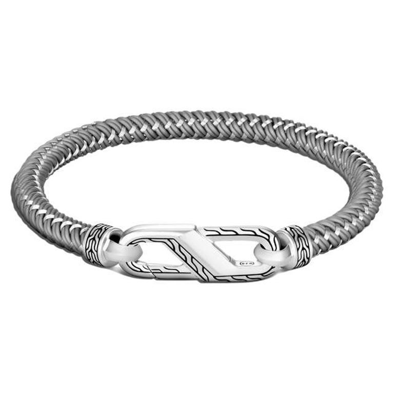 John Hardy Classic Chain Grey Rubber Steel Cord Bracelet BM900287GYXUL