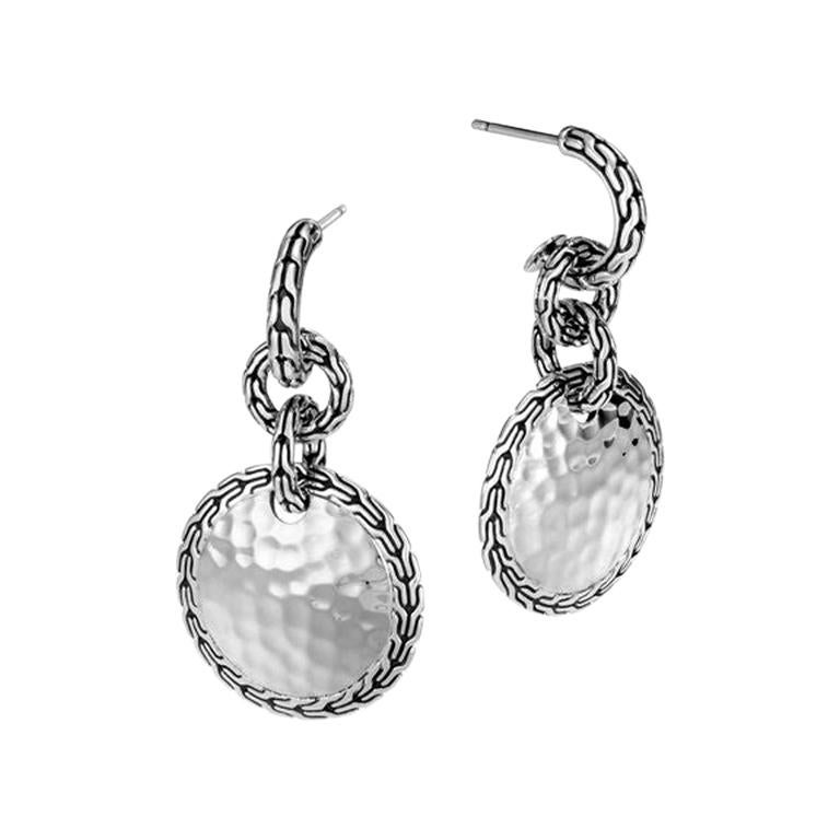 John Hardy Classic Chain Hammered Drop Earring EB90634 For Sale