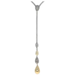 John Hardy Classic Chain Hammered Drop Necklace Sterling 1/3 18 Karat Lariat