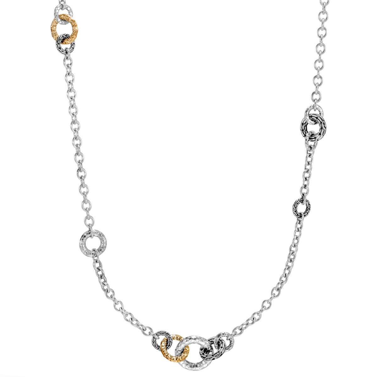 John Hardy Classic Chain Hammered Link Sautoir Necklace In New Condition In Feasterville, PA